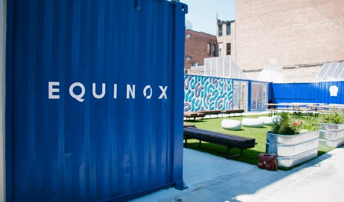 Equinox Chicago Popup inside of shipping containers in the West Loop.