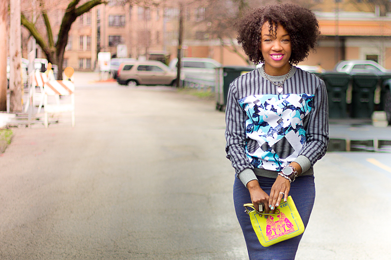 how to wear a sweatshirt with a skirt