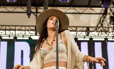 A photo of Wild Belle lead Natalie Bergman during a performance.