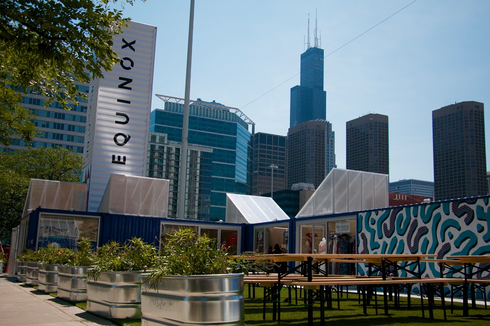 Equinox Chicago Popup inside of shipping containers in the West Loop.